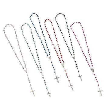 Juvale 12 Pack Rosary Beads, Catholic for Women Men, Assorted Crucifix Pendant Designs (6 Colors)
