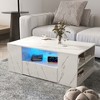KTMBDW LED Coffee Table with Storage, Modern Coffee Table with 2 Drawers and Open Side Shelf, 37inch Coffee Tables for Living Room, Small Speace - 3 of 4