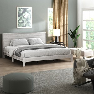 Galano Payne Luxe Platform Bed with Headboard in Oslo Oak, Black Oak, Concrete Gray, Dusty Gray Oak, Knotty Oak, Amber Walnut - 1 of 4