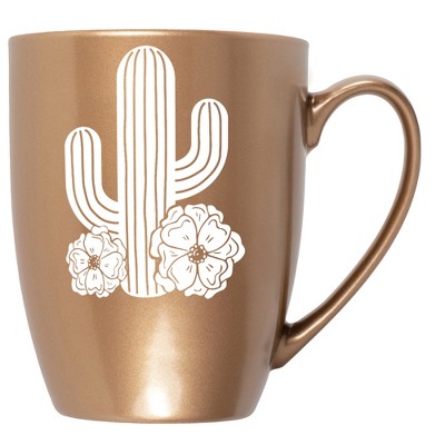 Elanze Designs Cactus Flower Bronze 10 ounce New Bone China Coffee Cup Mug