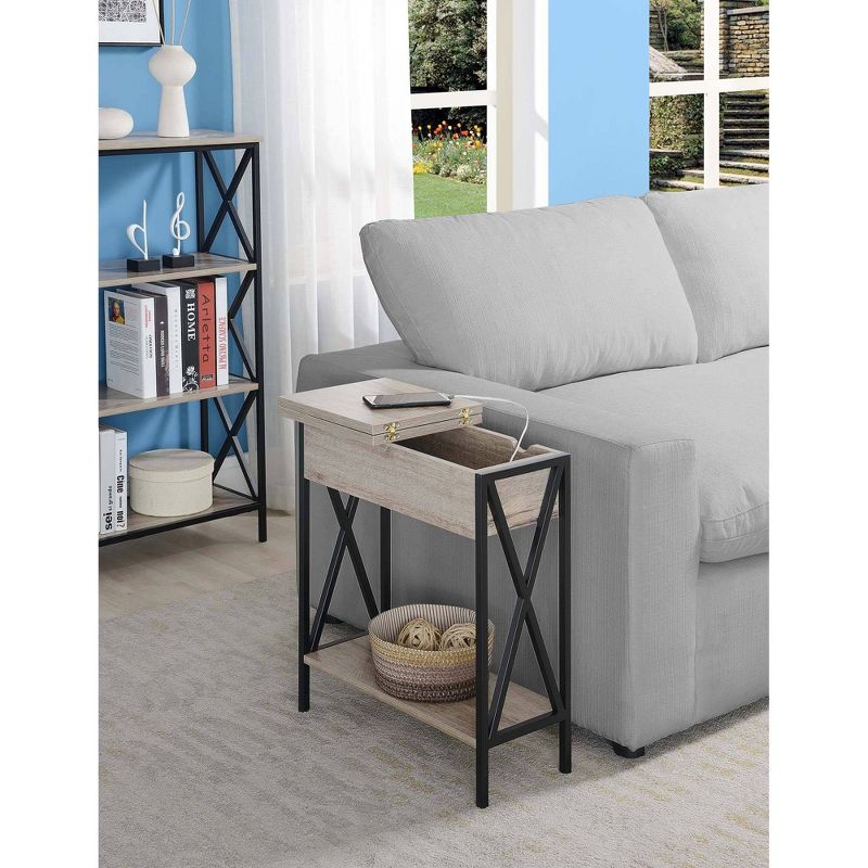 Tucson Flip Top End Table with Charging Station and Shelf - Breighton Home, 3 of 10