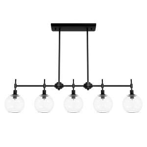 Hunter Fan Xidane with Clear Glass 5-Light Linear Kitchen Island Chandelier Ceiling Light Fixture Matte Black - 1 of 4