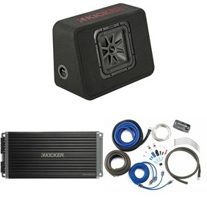 Kicker 45TL7R102 Single 10" L7R Truck Loaded Vented Enclosure - 500 Watts RMS- w/ Key5001 Amp, Wiring Kit Bundle - 1 of 4