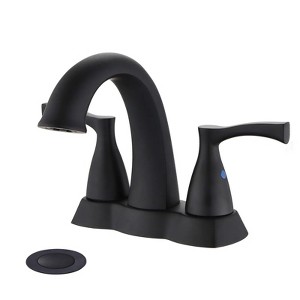 LunaLulink 2 Handle 4 Inch Centerset Bathroom Sink Faucet with Pop-Up Drain, Matte Black - 1 of 4