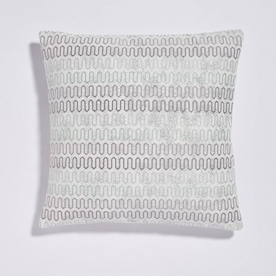 20"x20" Geometric Scoll Jacquard Throw Pillow Gray - Sure Fit