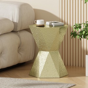 Outdoor Hexagon Metal Side Table,Coffee Table With Hollow Texture Tabletop And Metal Frame,Suitable For Poolside And Porch-Coolbibila - 1 of 4