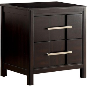 Gulches Transitional Espresso Nightstand - Solid Wood & Veneer Bedside Table with English Dovetail Drawer, Felt-Lined Drawer & Nickel Bar Pull - 1 of 4