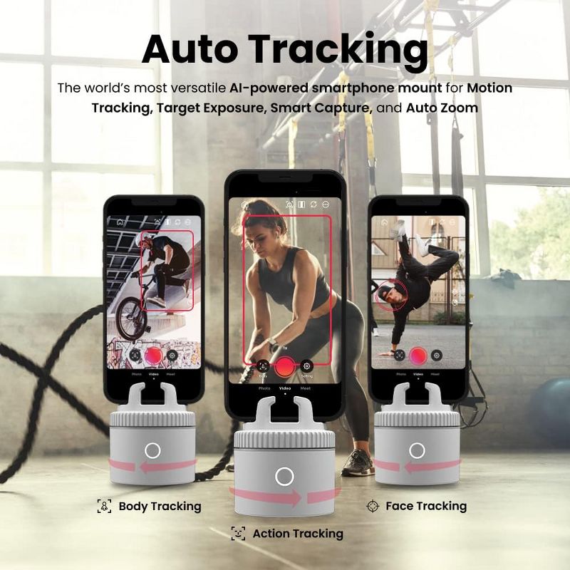 Pivo Pod Lite Auto Face Tracking Phone Holder, 360° Rotation, Handsfree Video Recording - White, 2 of 5