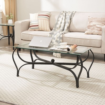 CAVINAS Decor Elliptical Coffee Table Set of 3 with Round End Side Tables for Dining Room Home Kitchen Table