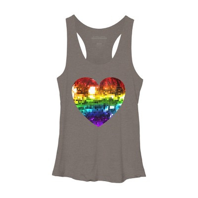 Adult Design By Humans Rainbow Disco Ball Heart By melvillesRacerback Tank Top