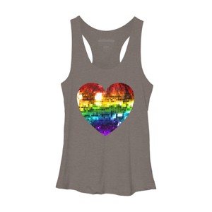 Adult Design By Humans Rainbow Disco Ball Heart By melvillesRacerback Tank Top - 1 of 2