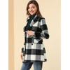 Allegra K Women's Notched Lapel Double Breasted Winter Plaids Overcoat - 2 of 4