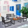Patio Furniture Wicker Outdoor Bistro Set, 4-Piece Patio Furniture Rattan Conversation Sets for Backyard, Balcony and Deck, Gray and Beige Cushion - 3 of 4