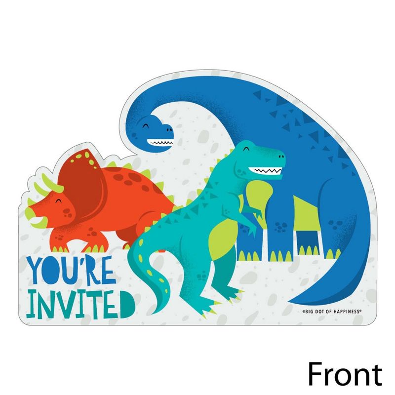 Big Dot of Happiness Roar Dinosaur - Shaped Fill-in Invites - Dino Mite T-Rex Baby Shower or Birthday Party Invite Cards with Envelopes - Set of 12, 2 of 7