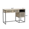 NicBex Rustic Writing Desk Working Table with Drawers&Shelves,Teak Wood Finish Computer Desk with Slatted Design,Natural - 3 of 4