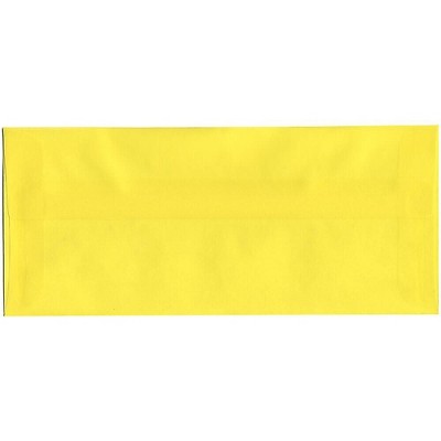 JAM Paper #10 Business Translucent Vellum Envelopes 4.125x9.5 Primary Yellow PACV356