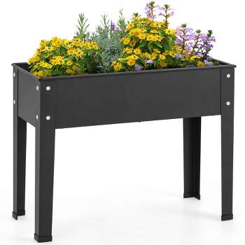 Costway 24" Raised Garden Bed with Legs Metal Elevated Planter Box Drainage Hole Backyard Green/Black
