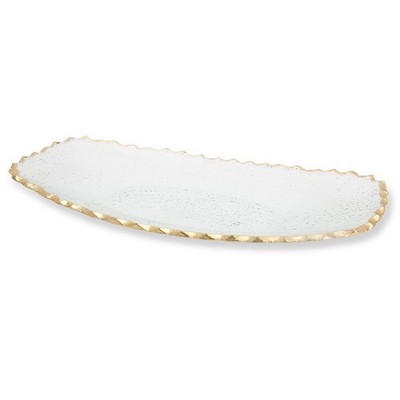 Classic Touch Glass Oblong Tray with Gold Edge 15.5"L