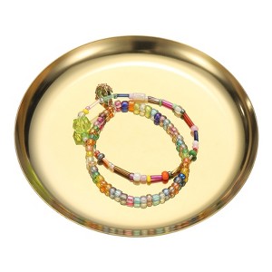 Unique Bargains Stainless Steel Decorative Round Jewelry Serving Trays for Candle Drink - 1 of 4