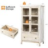VINGLI Rustic White Storage Cabinet with Glass Doors, Shelves & Cedar Finish, Tempered Glass Display Case with Solid Wood Leg - 2 of 4