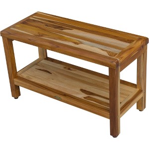 30" Eleganto ED1000 Wide Teak Shower Bench with Shelf - EcoDecors: Bathroom Stool, Rectangular, Water Resistant - 1 of 4