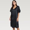 Anna-Kaci Lounge Women's Satin Midi Dress with V-Neckline and Flutter Sleeves for a Relaxed Elegant Fit - Small, Black - 3 of 4