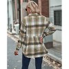 Women Shirts Collar Long Sleeve Pocket Casual Plaid Shirt Top - 2 of 3