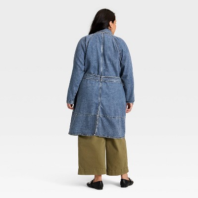 Women's Denim Trench Coat - Ava & Viv' Medium Wash - image 2