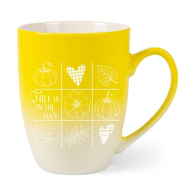 Elanze Designs Fall Is In The Air Two Toned Ombre Matte Yellow and White 12 ounce Ceramic Stoneware Coffee Cup Mug
