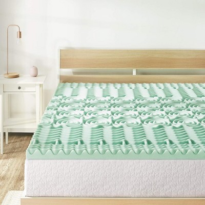 J&v Textiles 2 Inch 7zone Memory Foam Mattress Topper, Calming Aloe