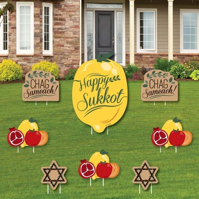 Big Dot of Happiness Sukkot - Yard Sign and Outdoor Lawn Decorations - Sukkah Yard Signs - Set of 8