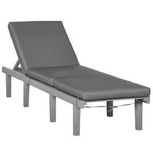 Chaise Lounge Chair for Outdoor Outdoor Chaise Lounge with 4-Position Adjustable Backrest and Cushion, Reclining Beach Lounge Chair for Deck - 1 of 4