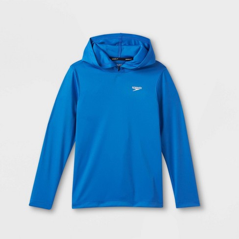 Speedo Boys' Hooded Long Sleeve Rash Guard Swim Shirt - Blue Xl : Target