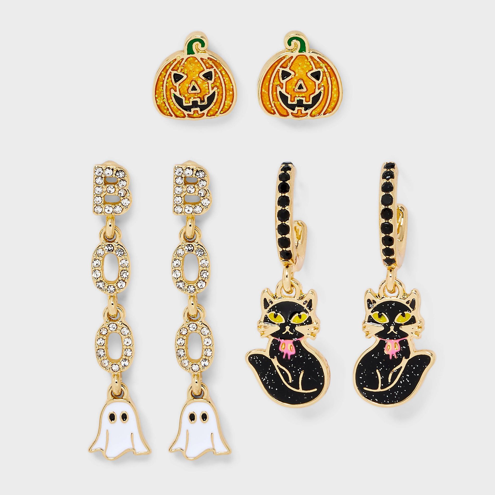 SUGARFIX by BaubleBar Halloween Fright Night Earring Set - Gold/Black/Orange