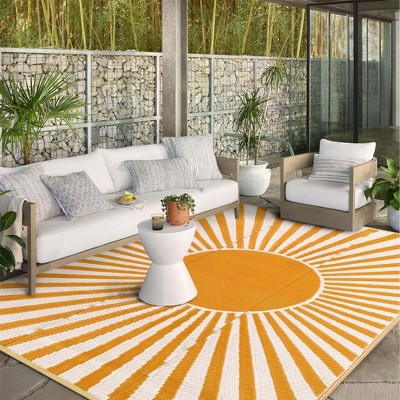 Lahome Sunshine Outdoor Durable PP Area Rug-Weather-Resistant Carpet for Patio, Deck, or Garden
