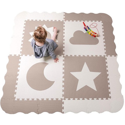 Childlike Behavior Baby Play Mat Tiles Non Toxic Foam Floor Mat For Playroom Nursery 61 x61 X large Biege Target