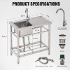 COZONY 30/33/47" Stainless Steel Double Bowl Utility Sink with Workbench and Undershelf for Kitchen or Garage - 2 of 4