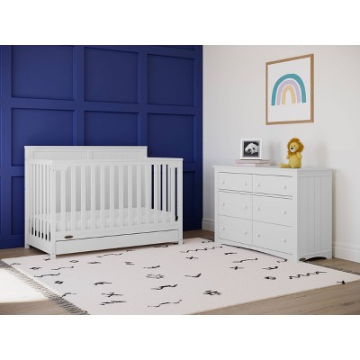 White 5-in-1 Convertible Crib with Storage Drawer