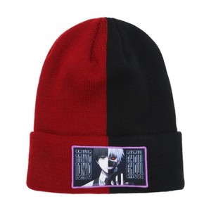 Tokyo Ghoul Split Color Unisex Adult Beanie with Kaneki Ken Patch OSFM Multi-color - 1 of 4