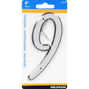 Hillman 4 in. Reflective Silver Plastic Nail-On Number 9 1 pc (Case of 3) - 1 of 1