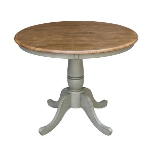 29" Dining Height Loraina Round Pedestal Table Hickory Brown/Stone Gray - International Concepts: Solid Wood, Seats 4 - 1 of 4