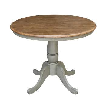 29" Dining Height Loraina Round Pedestal Table Hickory Brown/Stone Gray - International Concepts