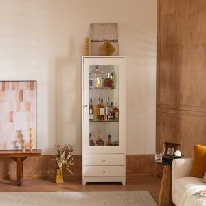 Okak Modern Freestanding Display Buffet Cabinet with 1 Drawer, Wooden Bookshelves Pantry Cabinet for Kitchen/Hallways/Living Room - 1 of 4