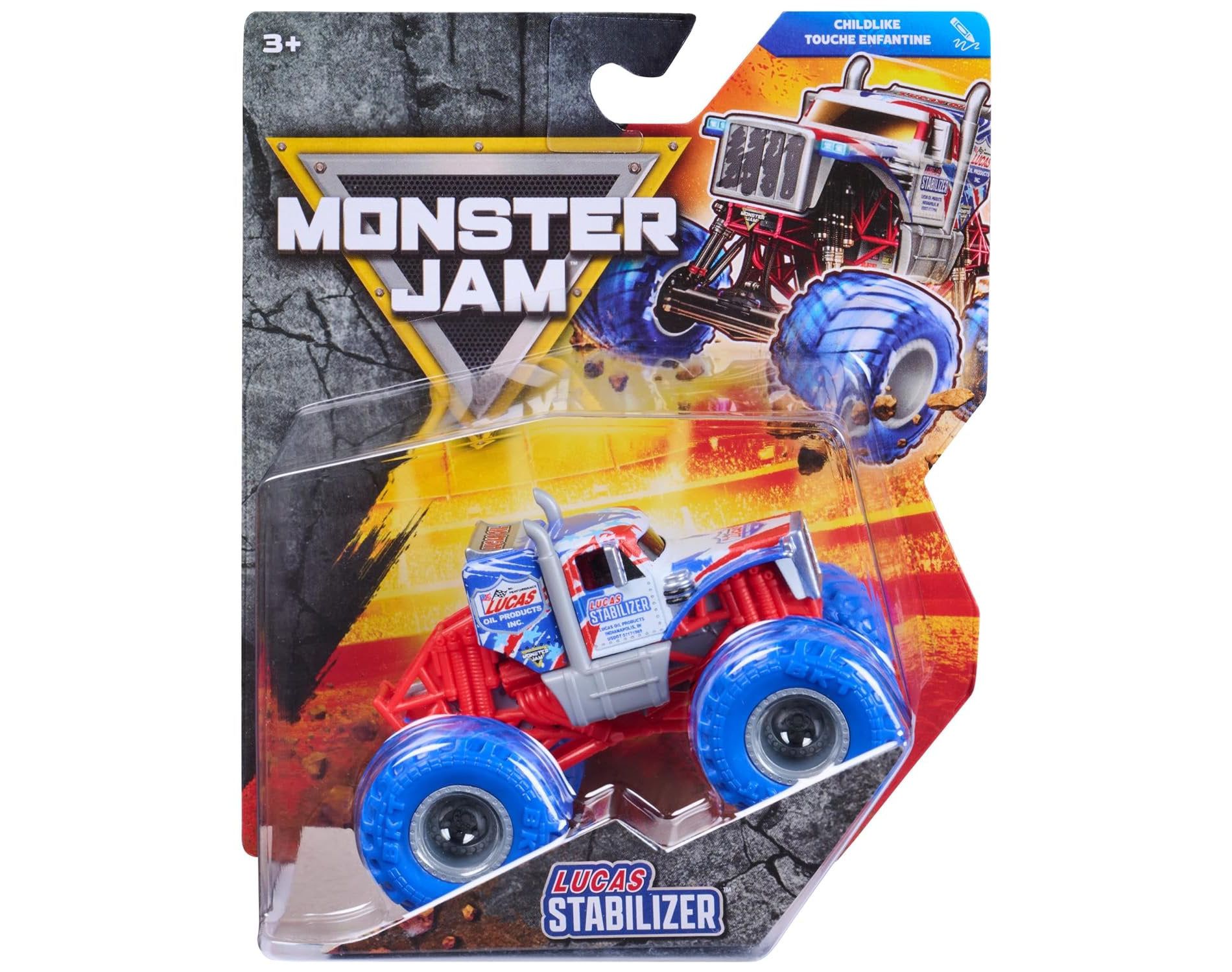 Monster Jam Series 47 Childlike Lucas Stabilizer Official 1:64 Scale Die-Cast Monster Truck 2026 Release with BKT Tires & Collector Poster