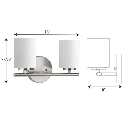 Brushed Nickel 2-Light Bath Vanity with Porcelain Shades