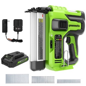 Greenworks POWERALL 24V Cordless 18 GA Brad Nailer Kit with 2.0Ah Battery and Charger - 1 of 3