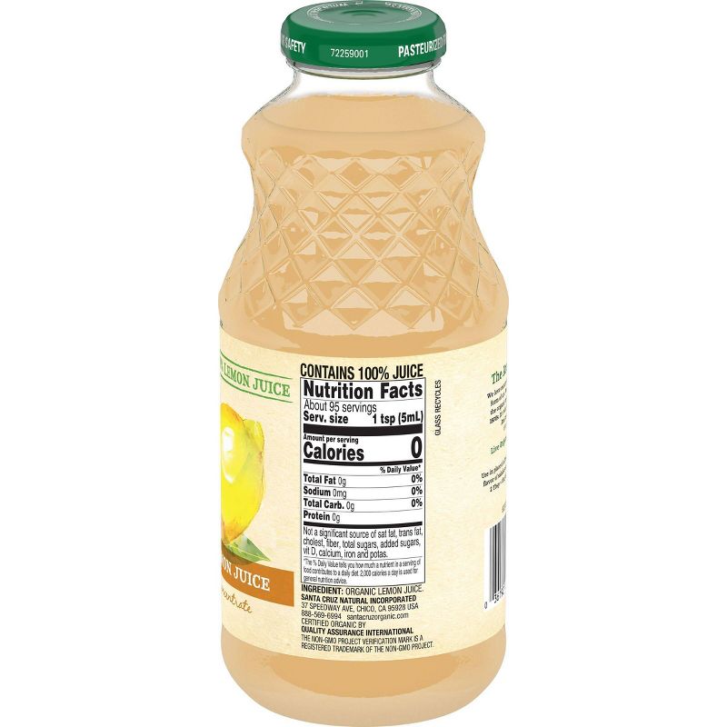 Santa Cruz Organic 100% Pure Lemon Juice - 16 fl oz Bottle, 3 of 5