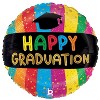LoonBalloon Graduation Colorful Holographic Balloon Standard Size Premium Foil Graduation Theme Balloon Set with 4 pcs Latex - 2 of 2