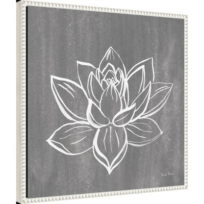 22 x 22 Sylvie Beaded White Framed Abstract Lotus Canvas Print