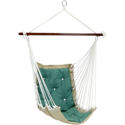 Sunnydaze Large Tufted Victorian Hammock Chair Swing for Backyard and Patio -  300 lb Weight Capacity - Sea Grass